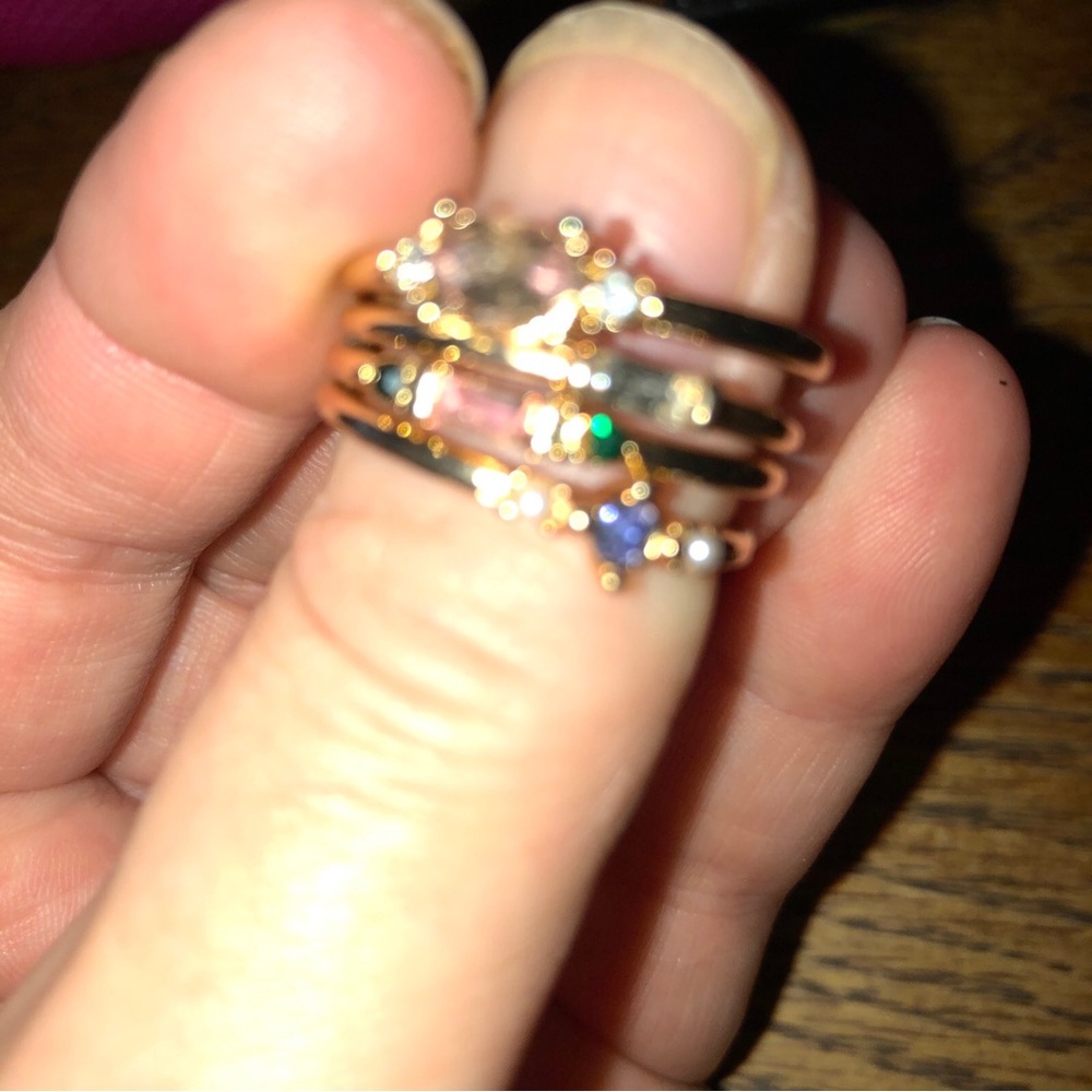 Gold Stackable Multi-Gemstone Ring - Picture 11 of 11